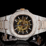 Full Rose Skeleton Moissanite Diamond Wrist Watch
