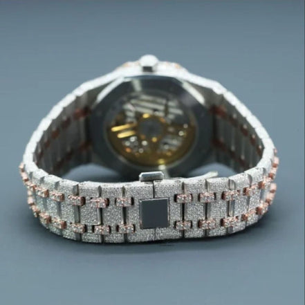 Arabic Dial Dual Tone Moissanite Hip Hop Watch