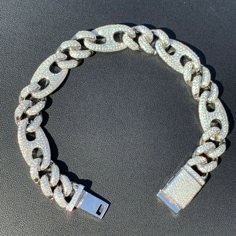 Iced Out Moissanite Cuban Link Men's Bracelet