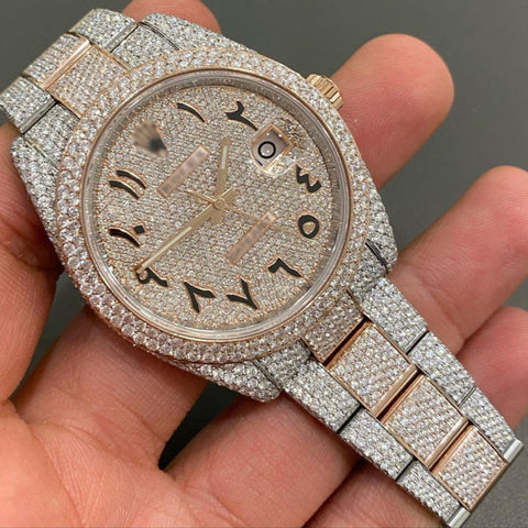 Rose & White Tone D Color Moissanite Luxury Automatic Watch