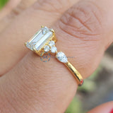 2.5 CT Emerald Cut Lab Grown Diamond Unique Wedding Ring