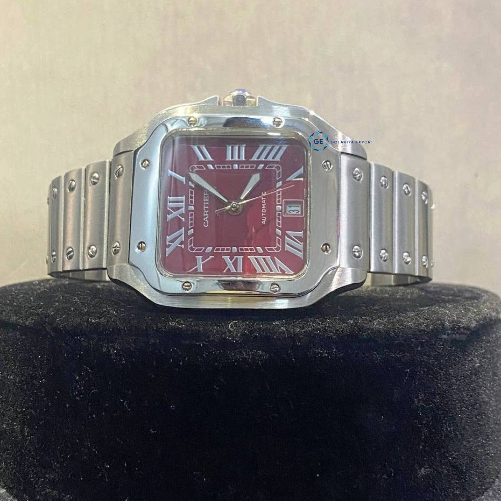 Roman Numeric Red Dial Luxury Men's Wrist Watch