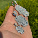 925 Sterling Silver Hamsa Hand Moissanite Pendant