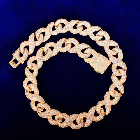 Luxury Hip Hop Infinity Link Moissanite Cuban Chain