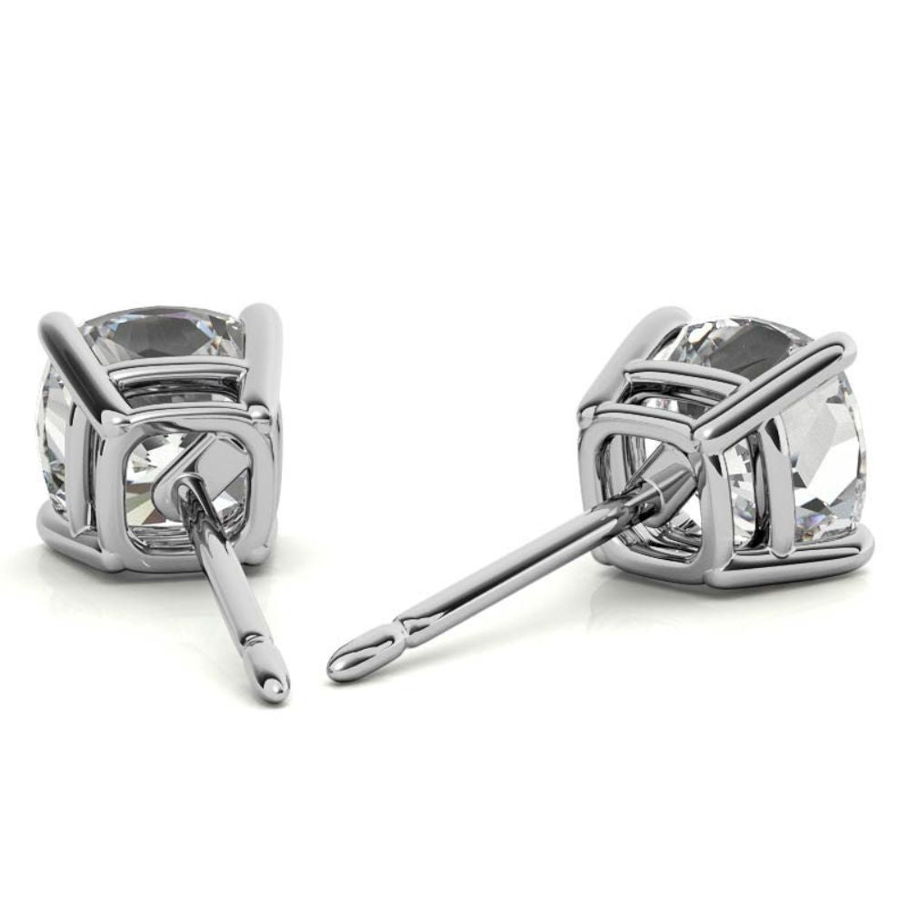 Cushion Cut Moissanite Push Lock Earrings