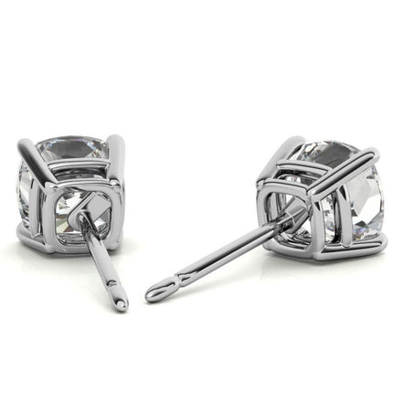Cushion Cut Moissanite Push Lock Earrings