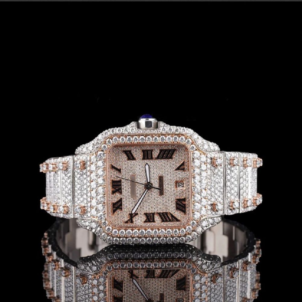 Dual Tone D Color Moissanite Luxury Wrist Watch