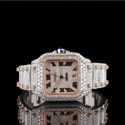 Dual Tone D Color Moissanite Luxury Wrist Watch