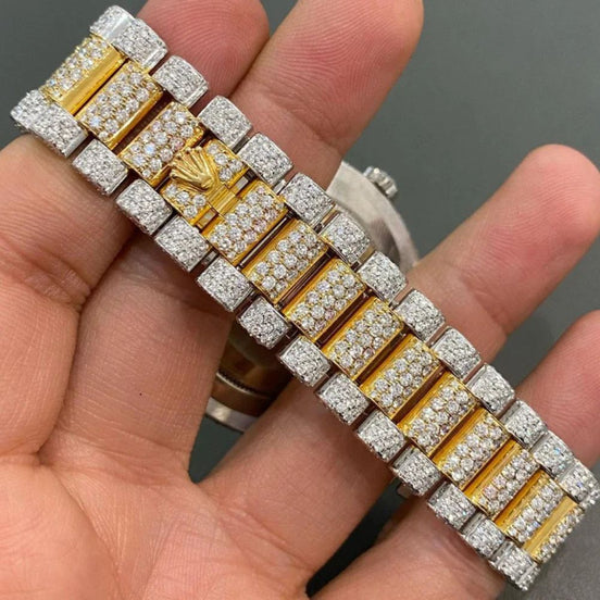 Dual Tone Moissanite Luxury Hip Hop Watch For Men