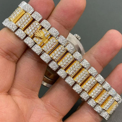 Day Date Dual Tone Moissanite Luxury Hip Hop Watch For Men