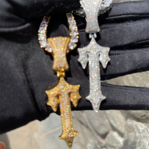 Hip Hop Rock Star Sword Cross VVS Moissanite Hip Hop Pendant