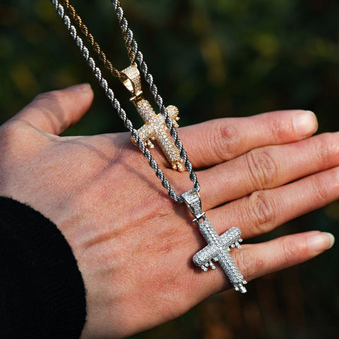 Hip Hop Drippy Cross Moissanite Diamond Pendants