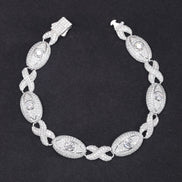 925 Sterling Silver Iced Out Eye Infinity Link Bracelet