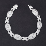 925 Sterling Silver Iced Out Eye Infinity Link Bracelet