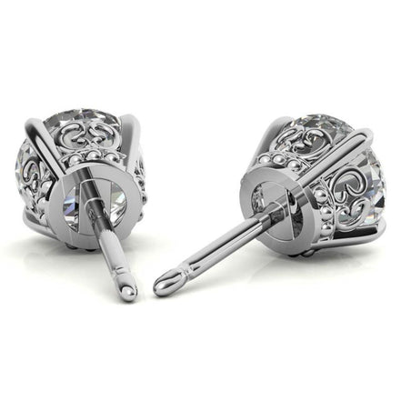 Timeless Four Prong Round Moissanite Stud Earrings