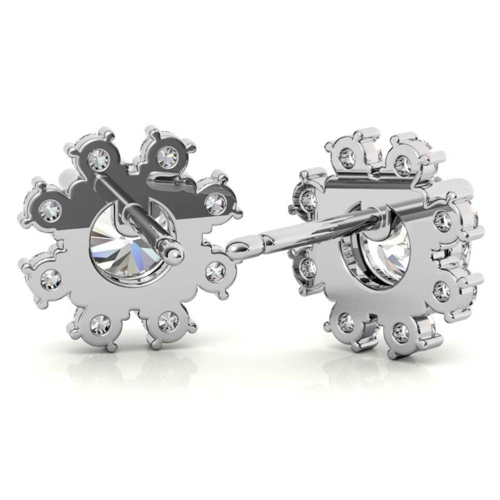 Round Brilliant Cut Moissanite Halo Earrings