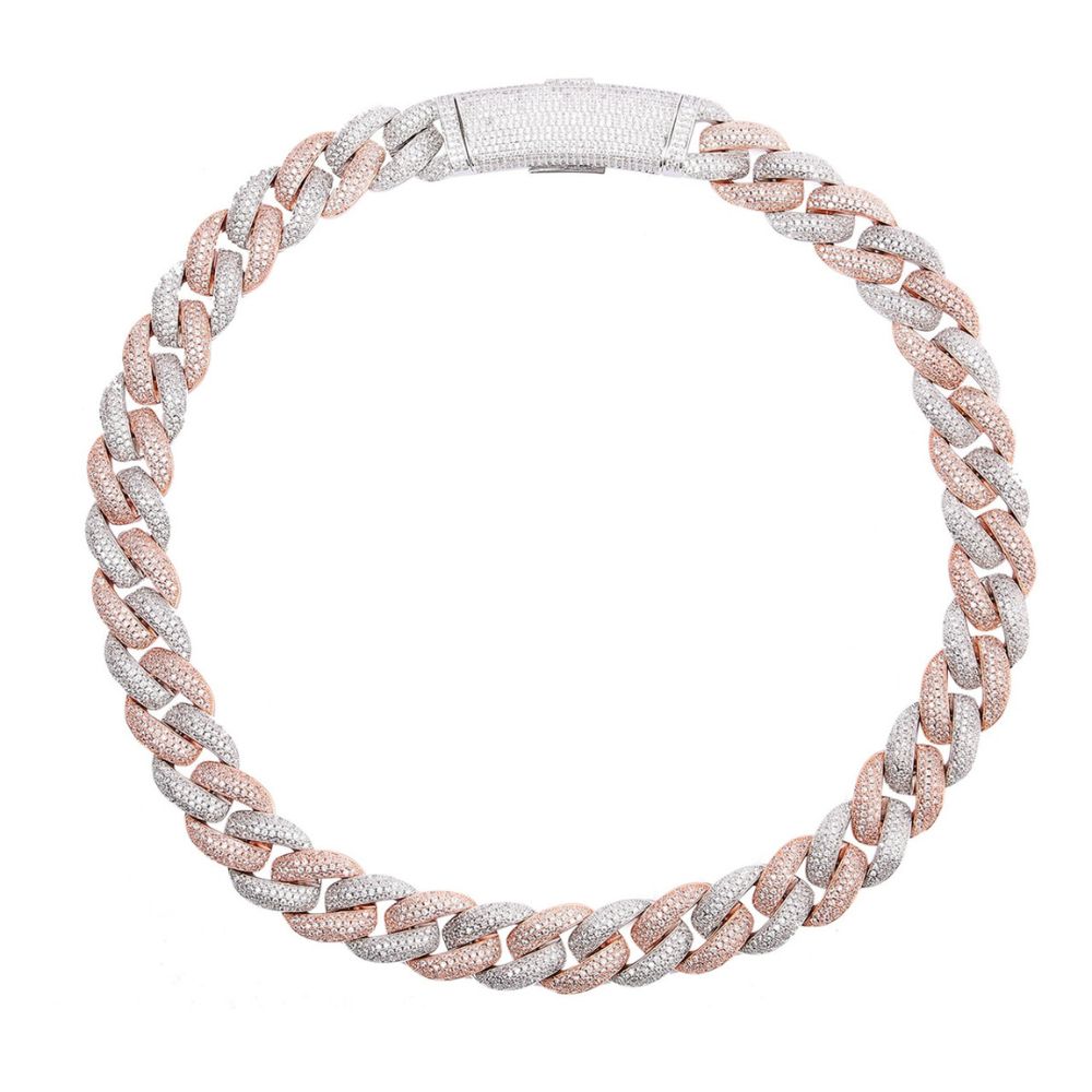 Dual Tone Hip Hop Luxury Moissanite Cuban Chain