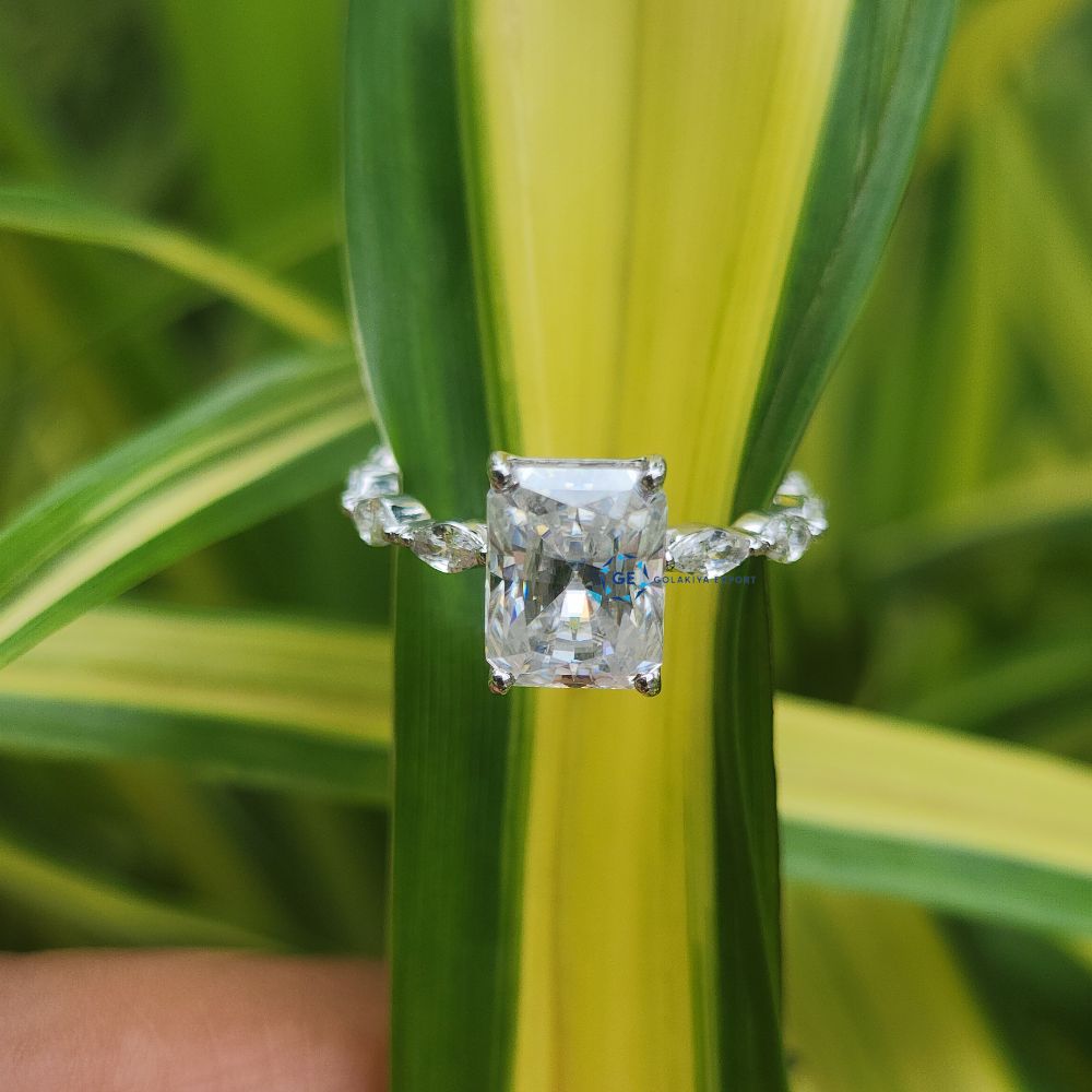 Radiant Cut Lab Grown Engagement Ring White Gold Wedding Ring