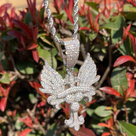 Hip Hop Iced Out Wing Cross Moissanite Pendant