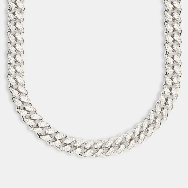 925 Sterling Silver Cuban Link Moissanite Diamond Chain