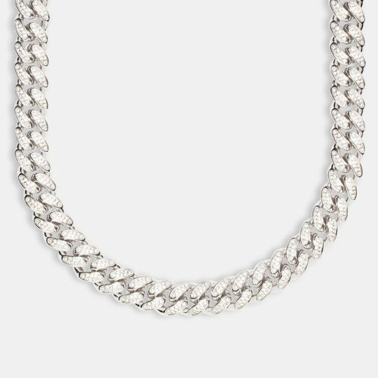 925 Sterling Silver Cuban Link Moissanite Diamond Chain