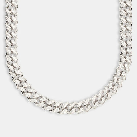 925 Sterling Silver Cuban Link Moissanite Diamond Chain