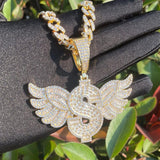 Dollar Retailers Symbol Wing Moissanite Pendants