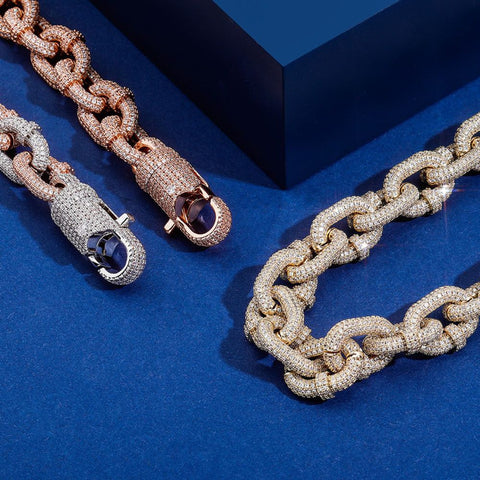 Iced Out Colorless Moissanite Rolo Link Chain