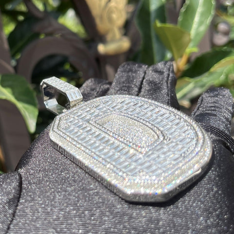 Bubble Letter Silver Moissanite Baguette Pendant