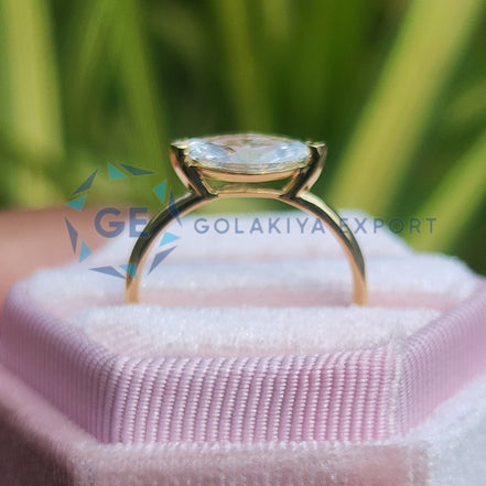 East To West Marquise Cut Solitaire Lab Grown Diamond Ring