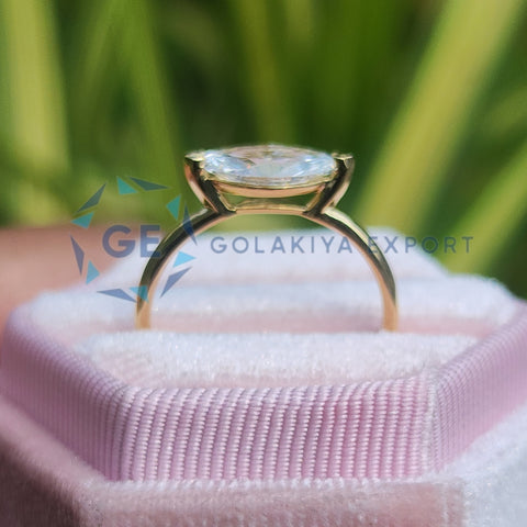 East To West Marquise Cut Solitaire Lab Grown Diamond Ring