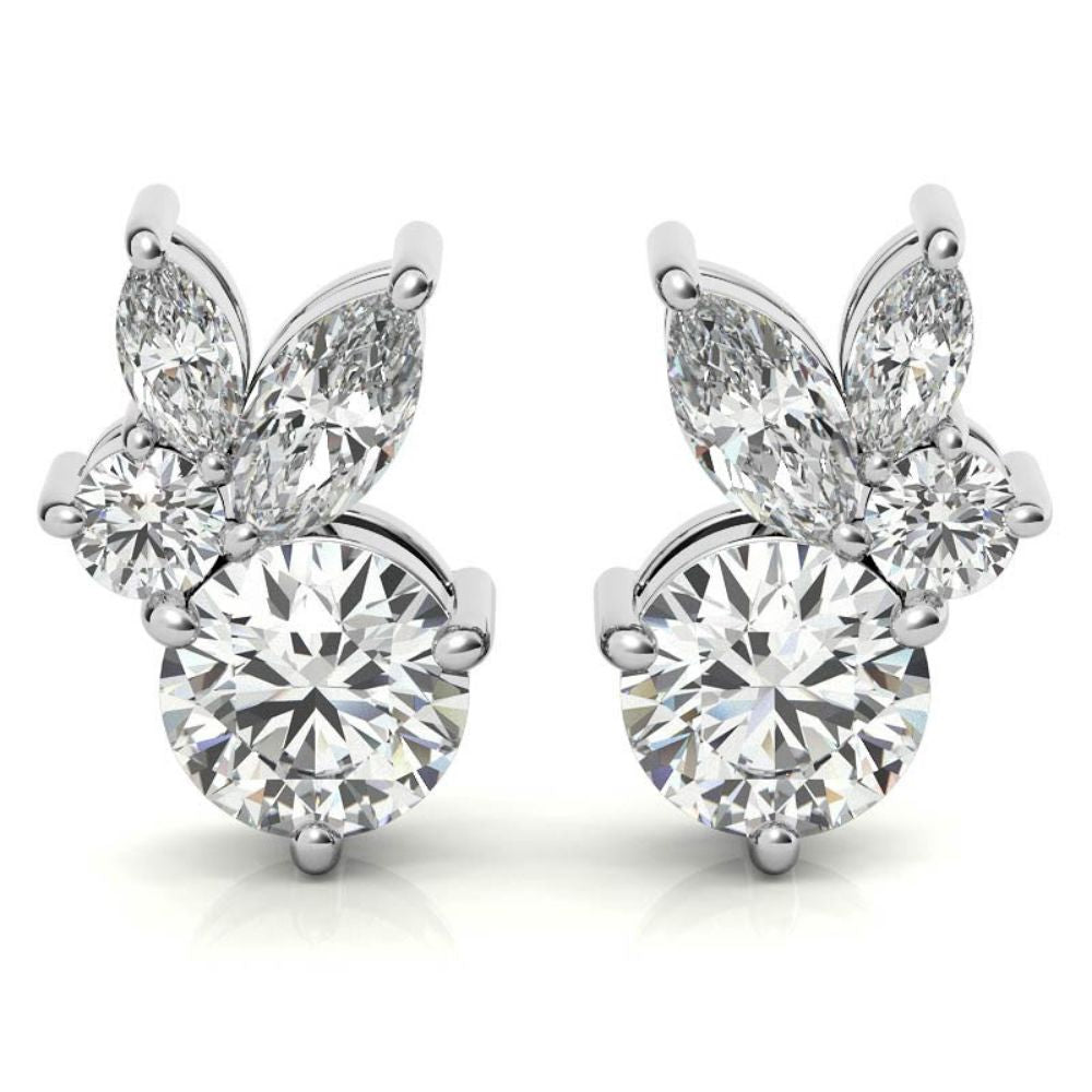 Premium Round & Marquise Moissanite Stud Earrings