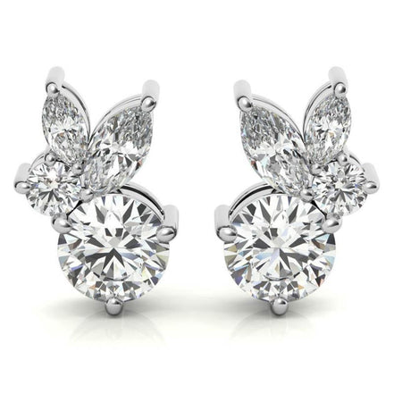 Premium Round & Marquise Moissanite Stud Earrings
