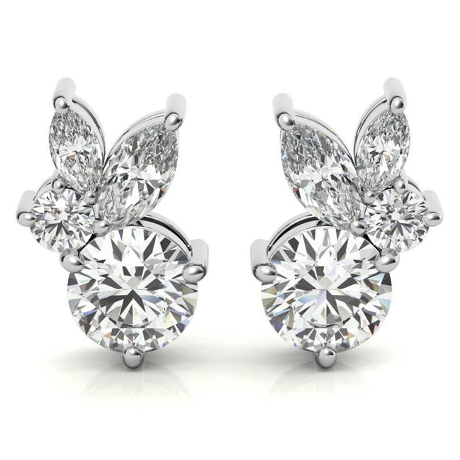 Premium Round & Marquise Moissanite Stud Earrings