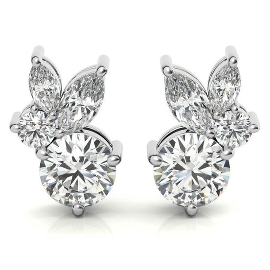 Premium Round & Marquise Moissanite Stud Earrings