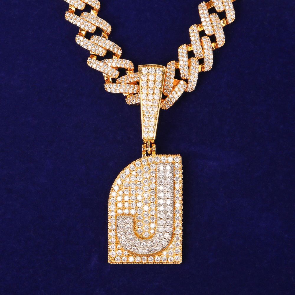 Letter Initial Chain Moissanite Diamond Flooded Ice Letter Pendant