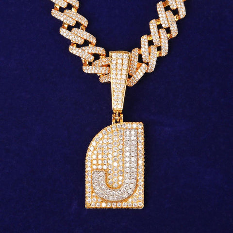 Letter Initial Chain Moissanite Diamond Flooded Ice Letter Pendant