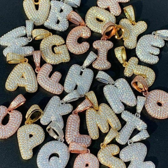 Bubble Custome Name Latter Moissanite Pendant