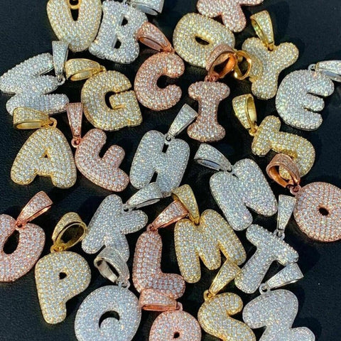 Bubble Custome Name Latter Moissanite Pendant