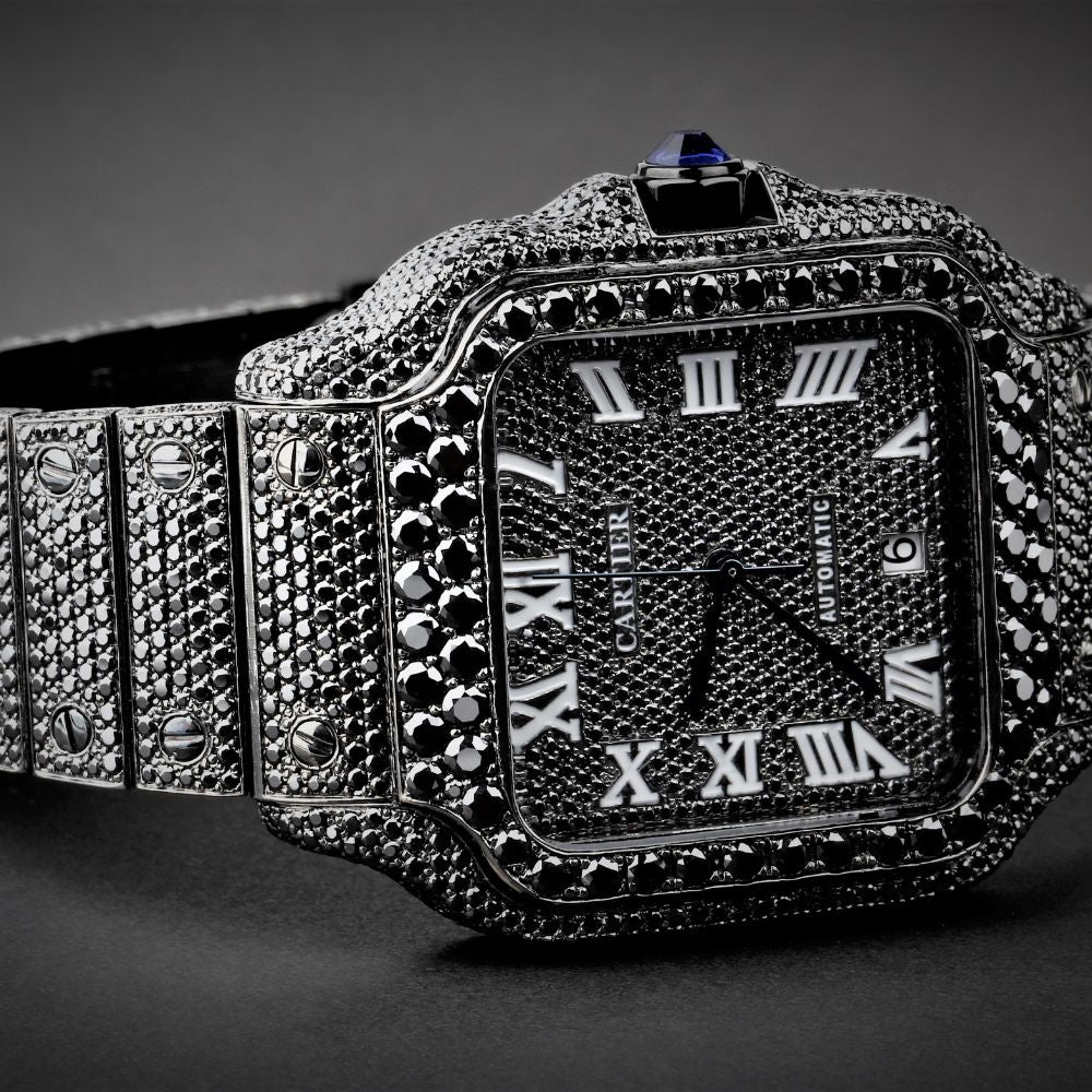 Black Moissanite Diamond Luxury Hip Hop Watch