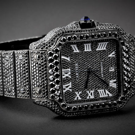 Black Moissanite Diamond Luxury Hip Hop Watch