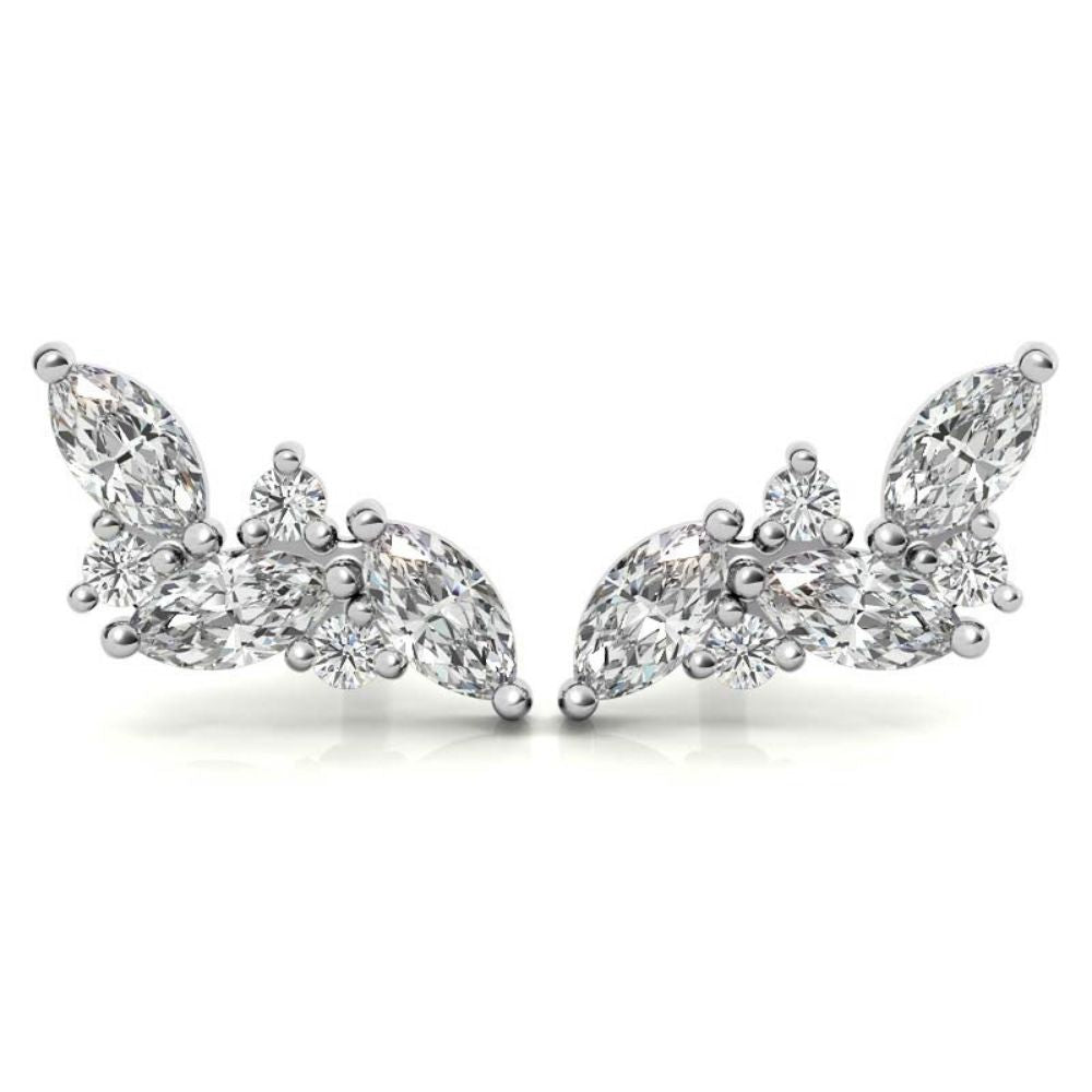 Leaf Style Marquise Cut Moissanite Earrings