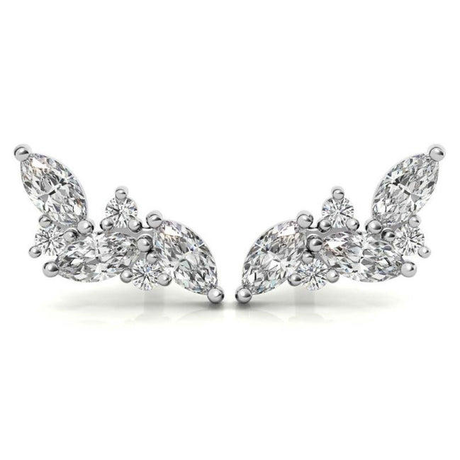 Leaf Style Marquise Cut Moissanite Earrings