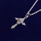 Moissanite Diamond Skull Cross Blinged Out  Necklace