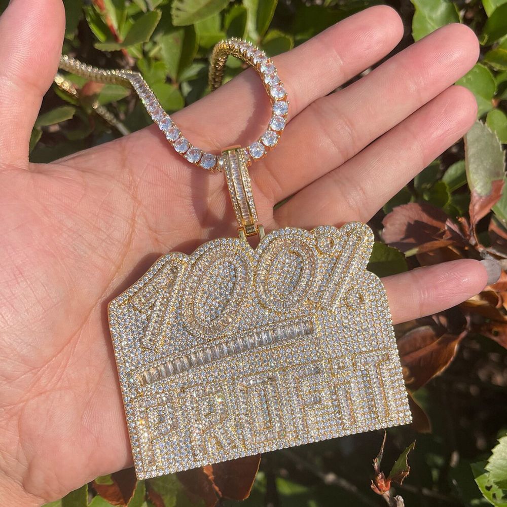Name Plate Style Moissanite Diamond Iced Out Pedant