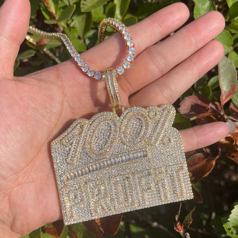 Name Plate Style Moissanite Diamond Iced Out Pedant