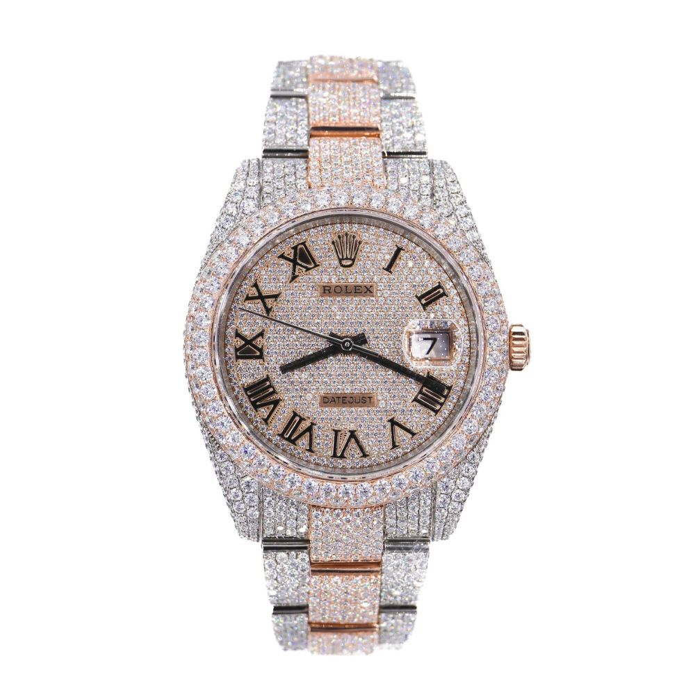 41MM Roman Dial Date Just Automatic Moissanite Watch