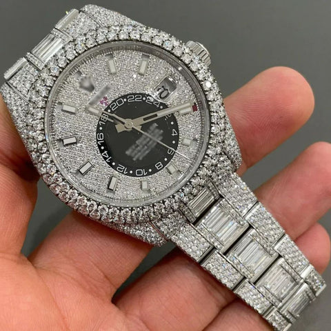 Chrono Dial Baguette Moissanite Watch For Men's