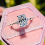 10K White Gold Radiant Cut Engagement Ring For Women