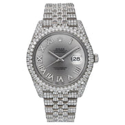 41mm Iced Out Roman Numeral Moissanite Hip Hop Watch